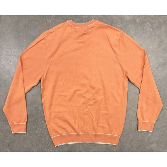 Bugatchi Lightweight Sweater Mens Medium Orange Pullover Cotton Blend - Picture 2 of 6